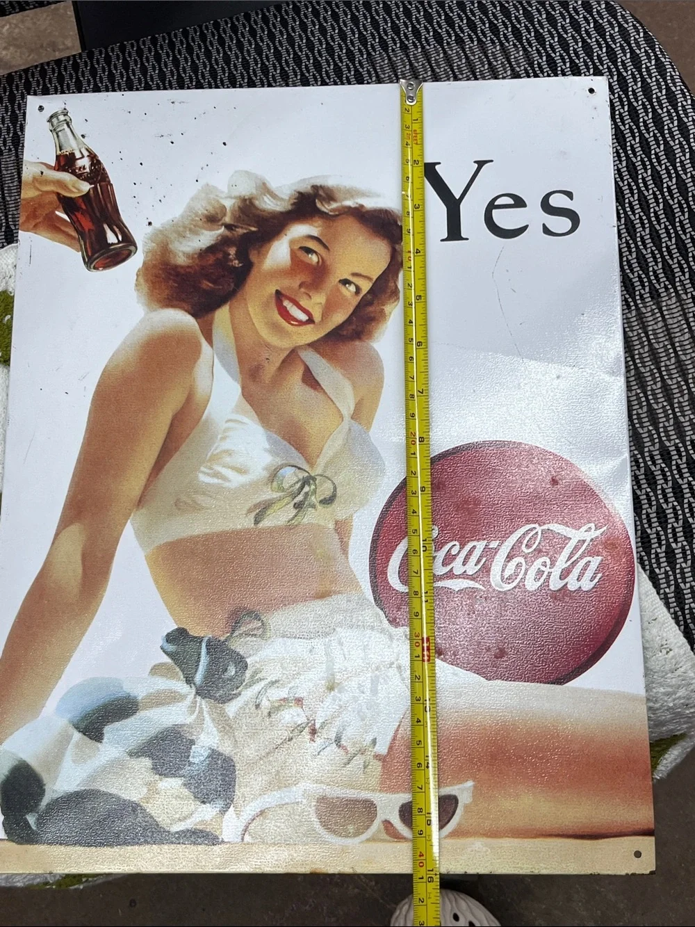 Coca Cola Pin-Up Girl Wall Art in Red, White & Cream